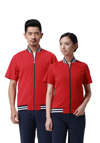 重慶滌棉細(xì)斜紋大紅色短袖工作服